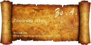 Zsolnay Alex névjegykártya